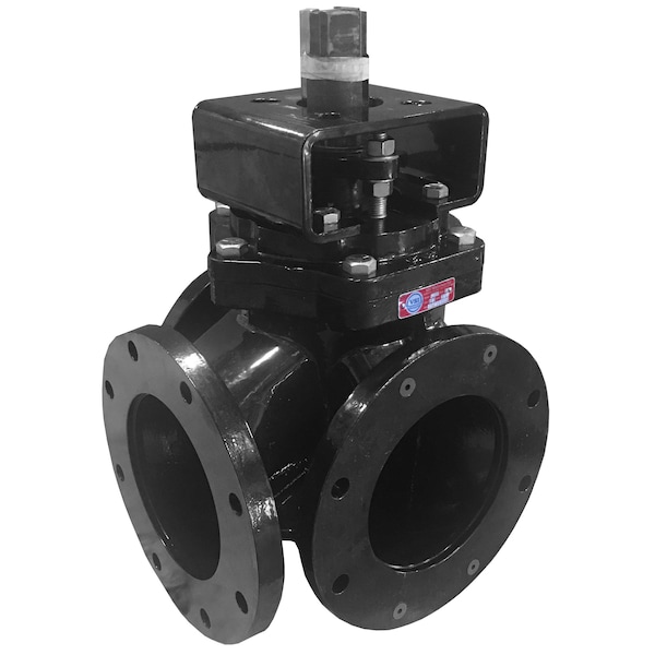 Valve Solutions Inc (Vsi) 8" 3Way Plug Valve, Single Plug, Lever Operator 3PVII08FCDN3Z1/L90